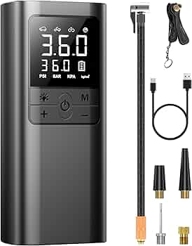 コードレス空気入れ 自転車 バイク 車 最大圧力150PSIコンパクト設計 Amazon | 電動空気入れ 自転車 バイク 車 用 充電式 コードレス